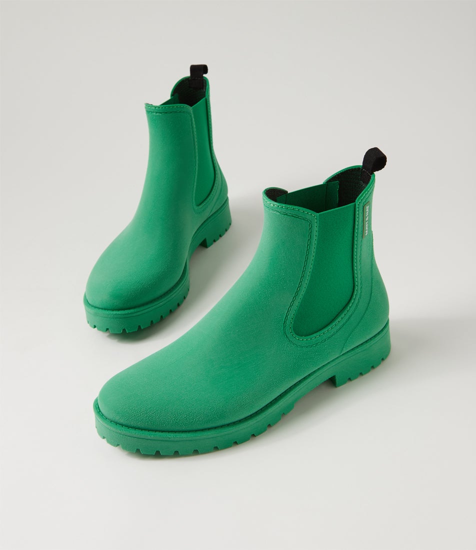 Laney Matte Green Pvc Ankle Boots