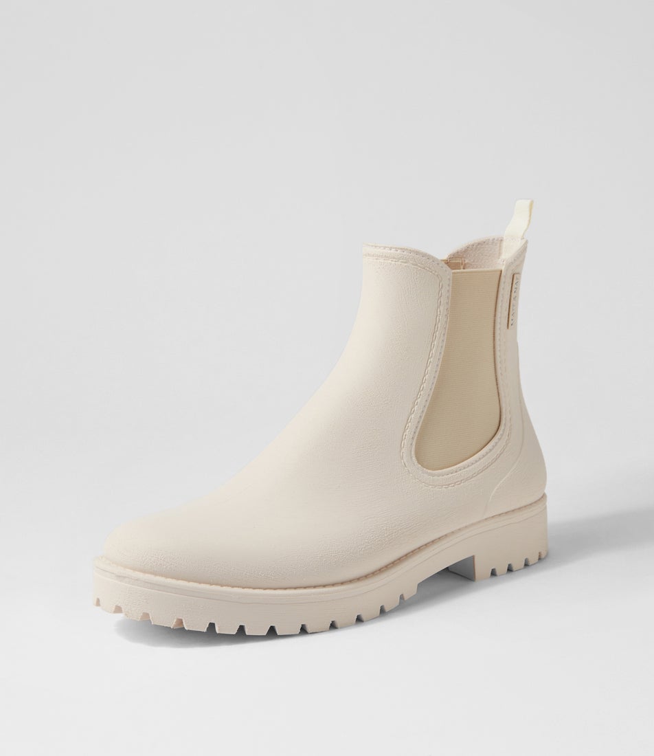 Laney Matte Off White Pvc Ankle Boots