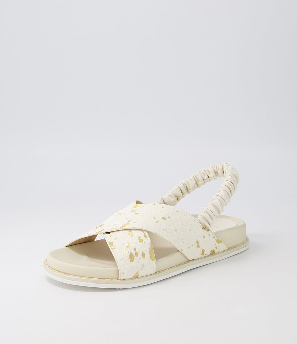 Amethyst Gold Pony Leather Sandals