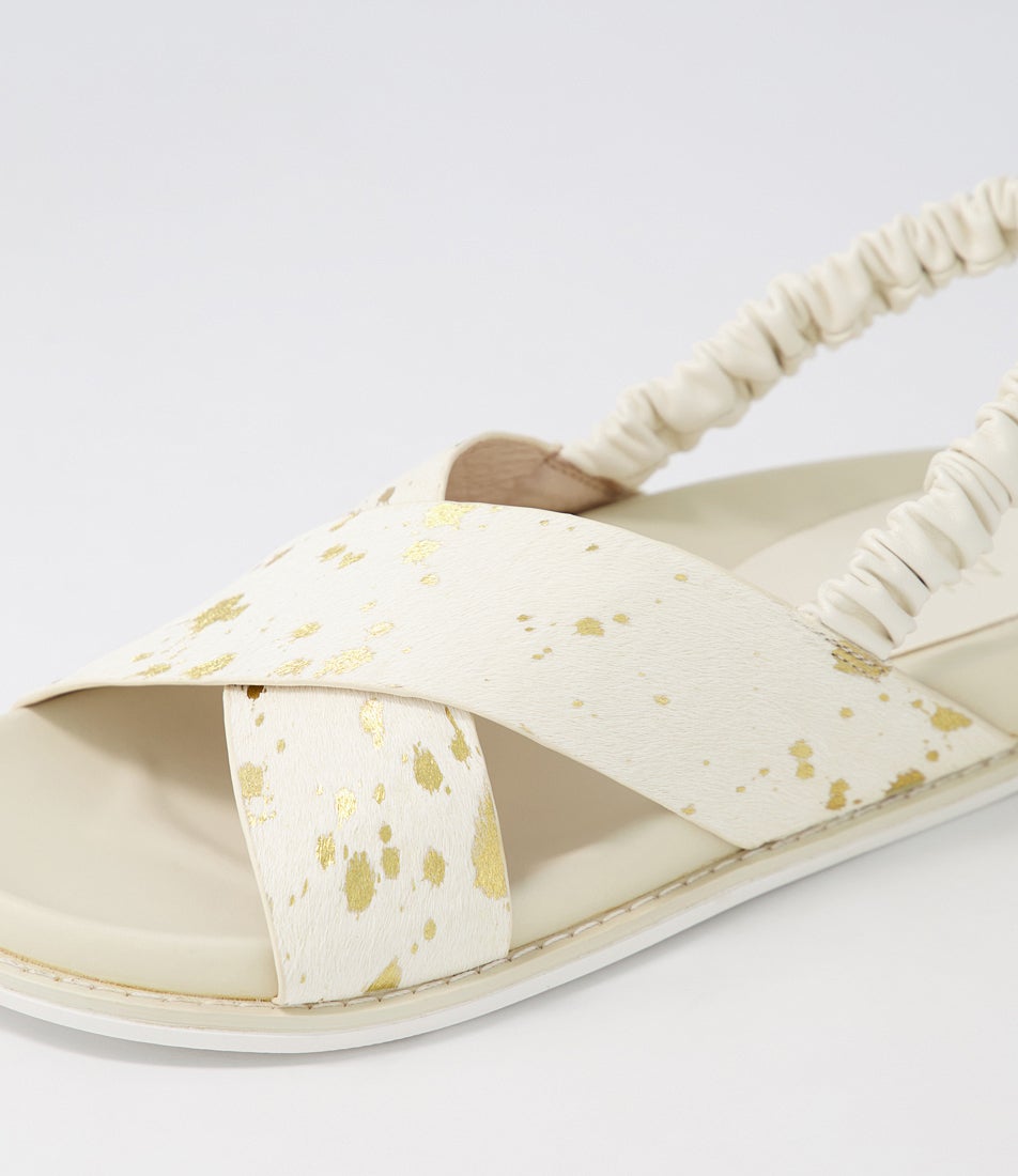 Amethyst Gold Pony Leather Sandals