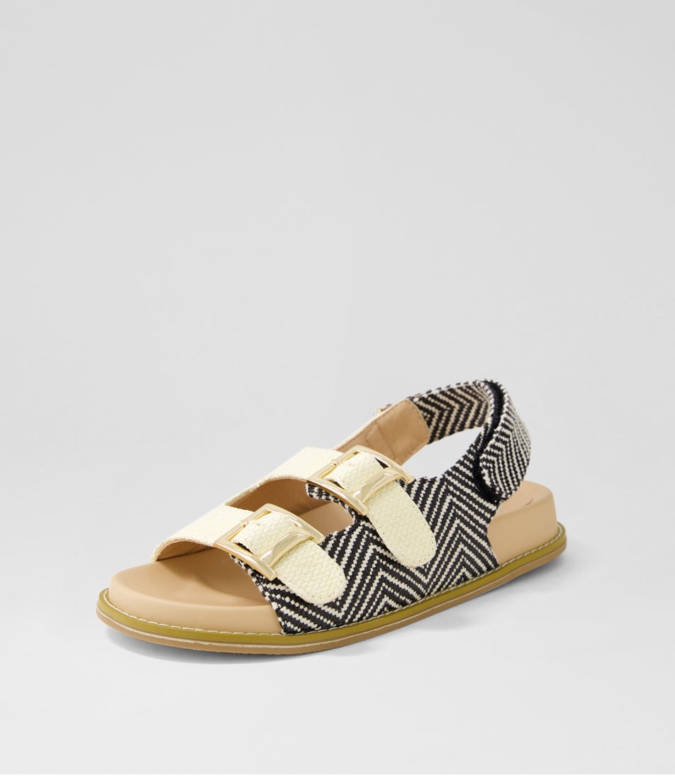 Helena Navy Mix Raffia Sandals