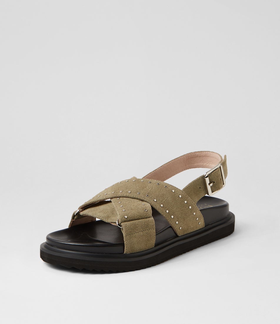 Loddie Moss Silver Suede Sandals