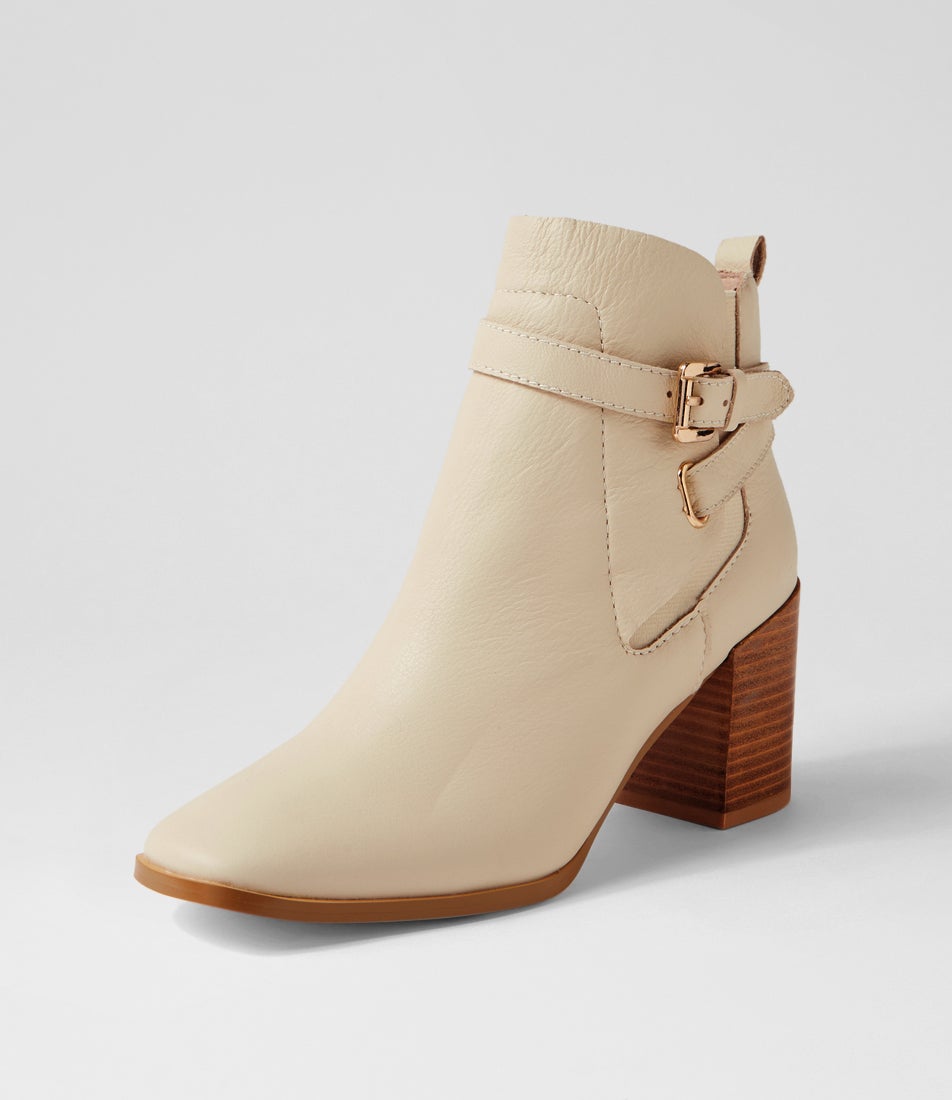 Adelaide Cream Leather Ankle Boots
