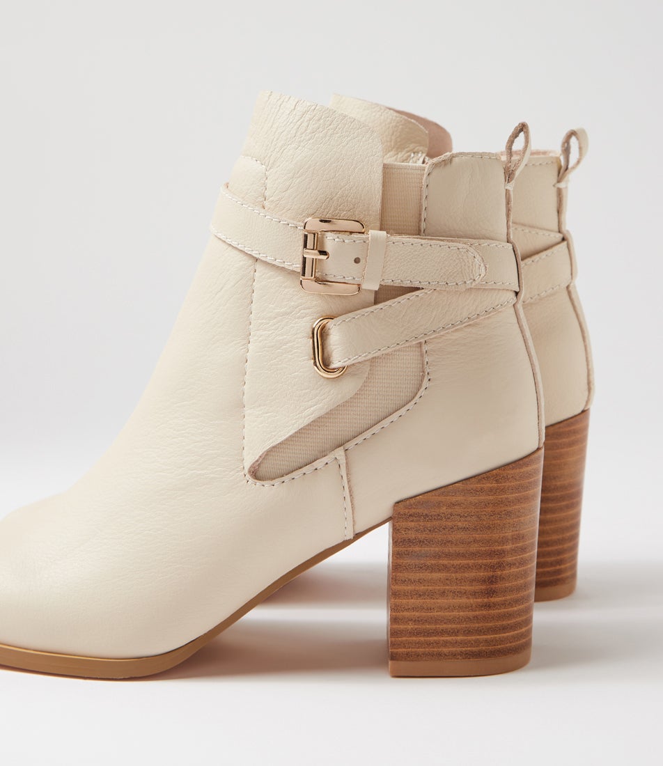 Adelaide Cream Leather Ankle Boots
