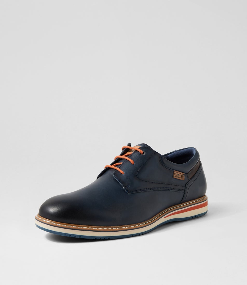 Avila 50 Blue Leather Lace Up Flats
