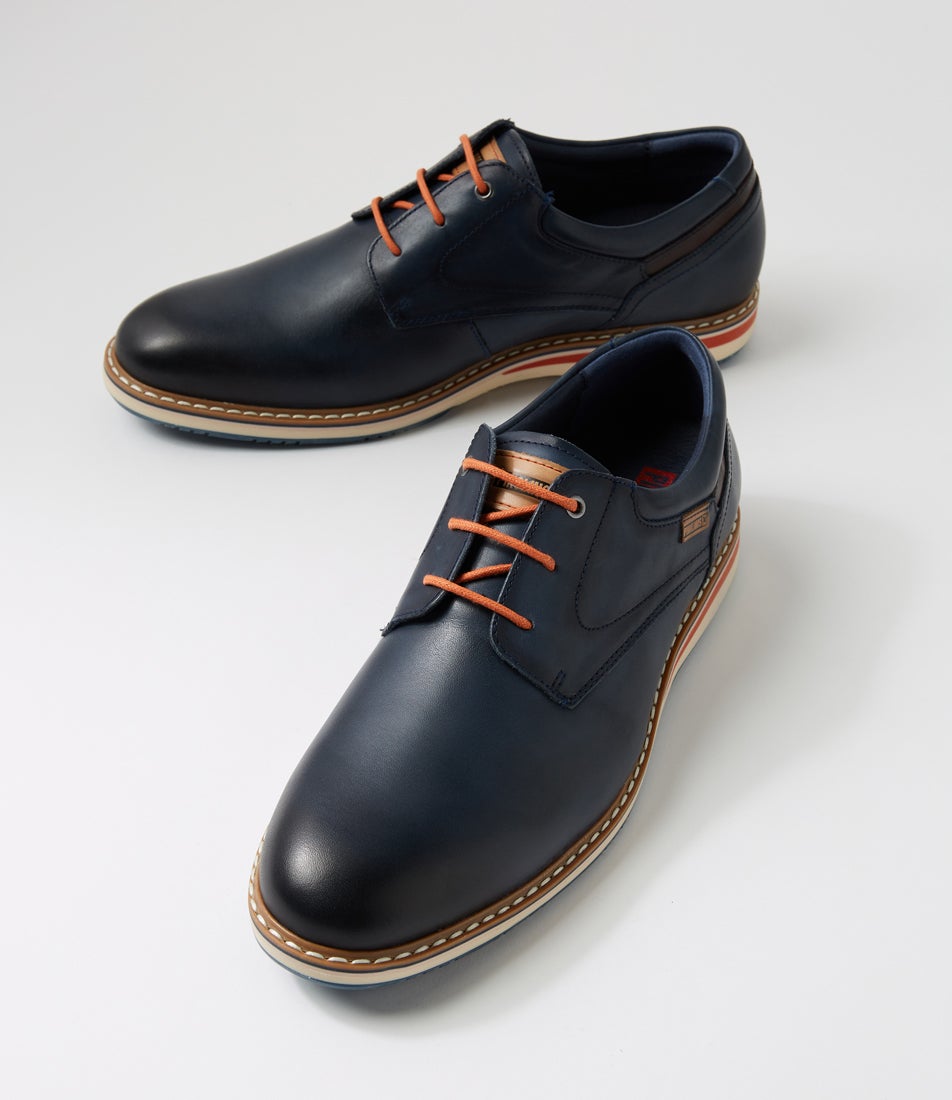 Avila 50 Blue Leather Lace Up Flats