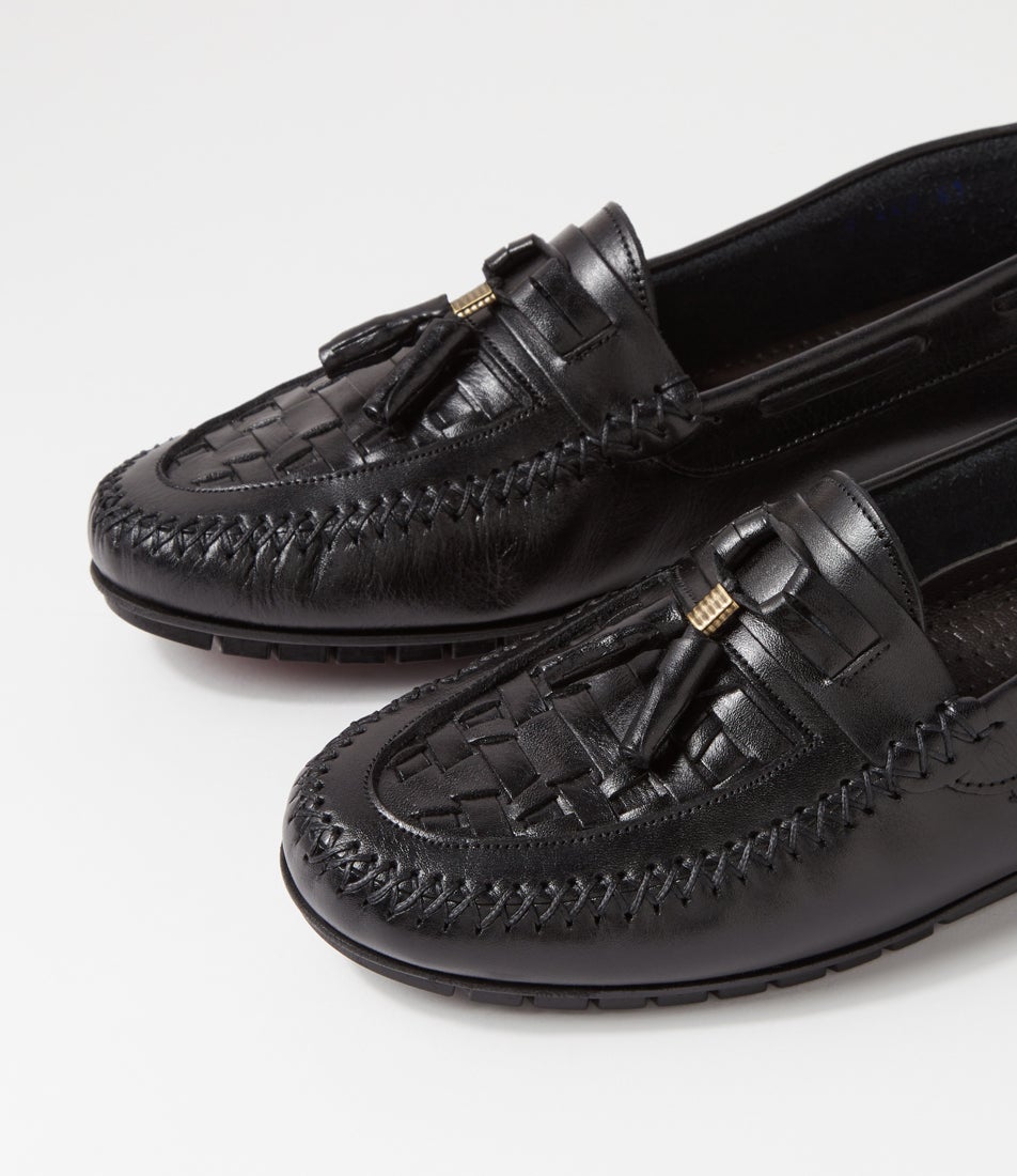 Terra Black Leather Loafers