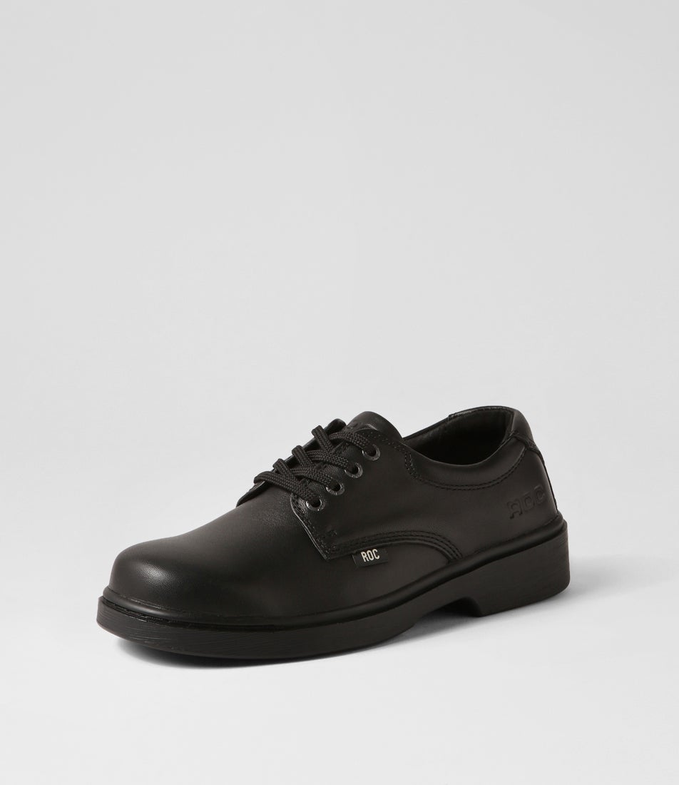 Strobe Junior Black Leather Lace Up School Shoes