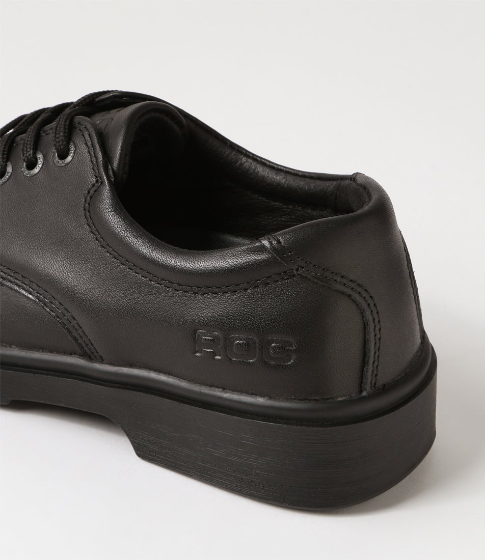 Strobe Junior Black Leather Lace Up School Shoes
