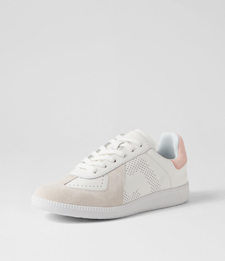 Pace White Snow Pink Suede Leather Sneakers