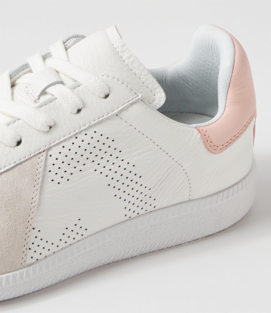 Pace White Snow Pink Suede Leather Sneakers