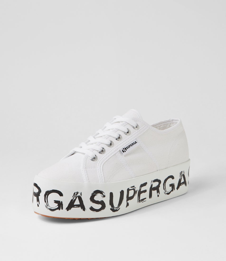 2790 Platform Lettering White Black Paint Canvas Sneakers 2790 Platform Lettering White Black Paint Canvas Sneakers