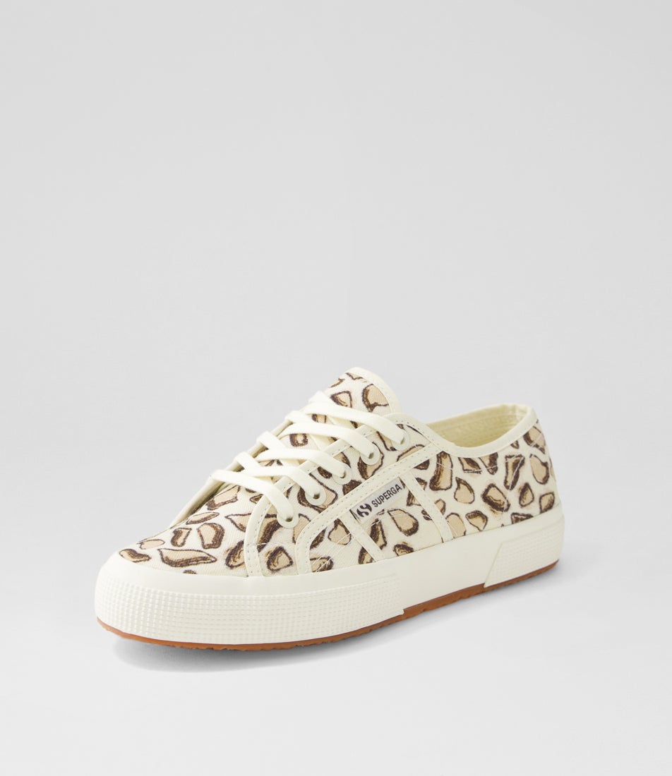 2750 Giraffa Print Beige Natural Canvas Sneakers