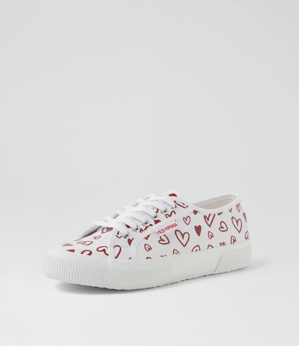 2750 Cute Hearts White Red Lace Up Flats 2750 Cute Hearts White Red Lace Up Flats