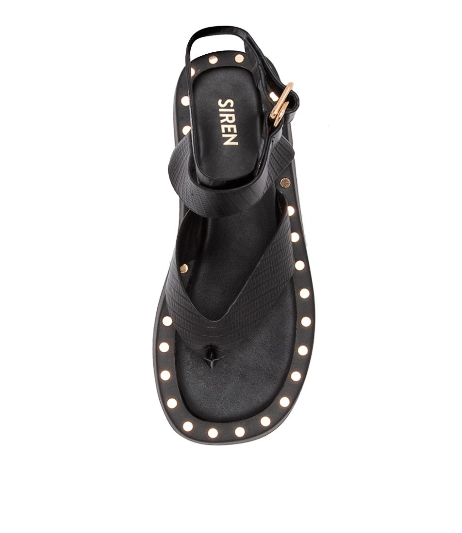 Yolo Black Lizard Leather Sandals