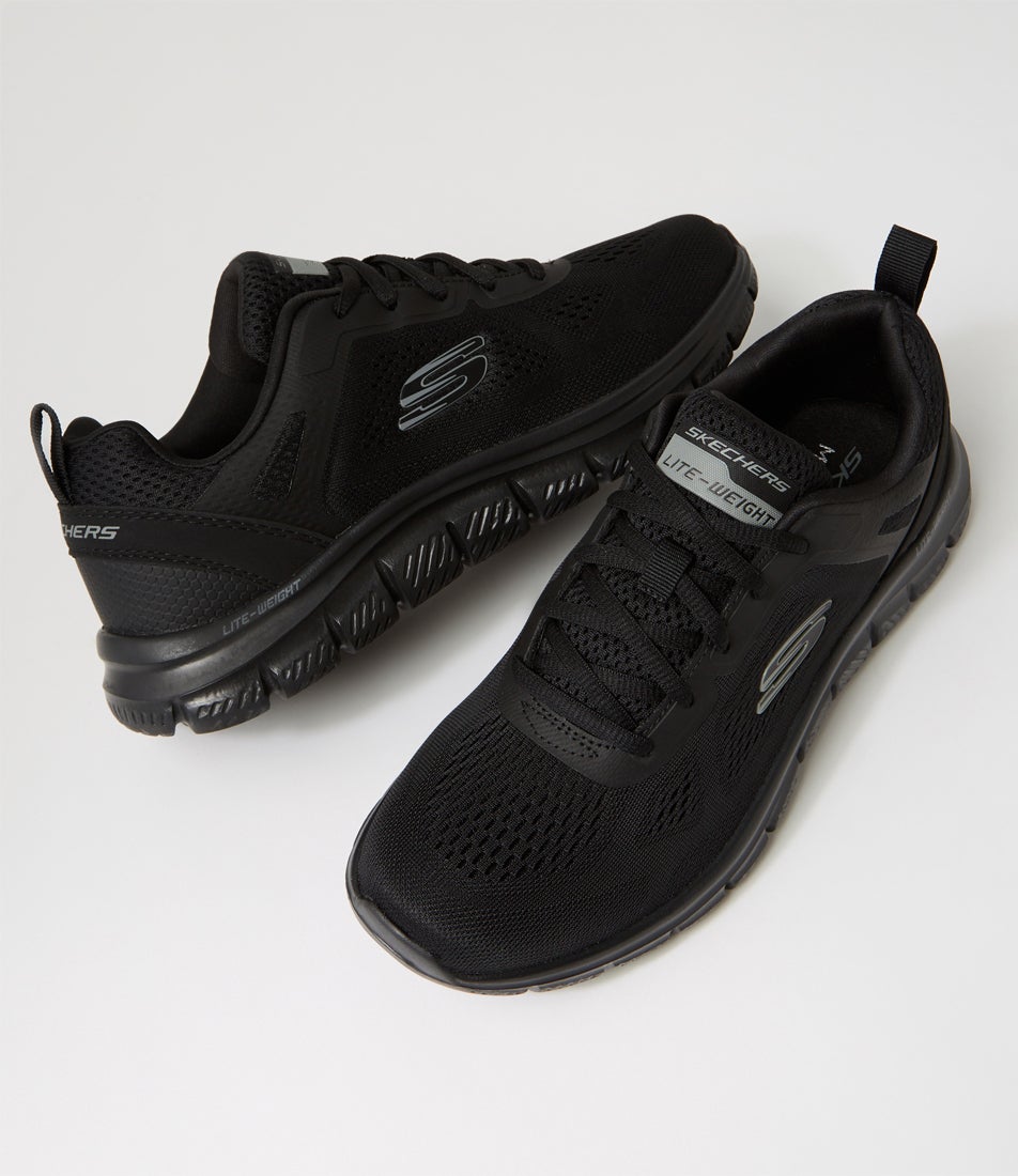 Track Broader Black Mesh Sneakers