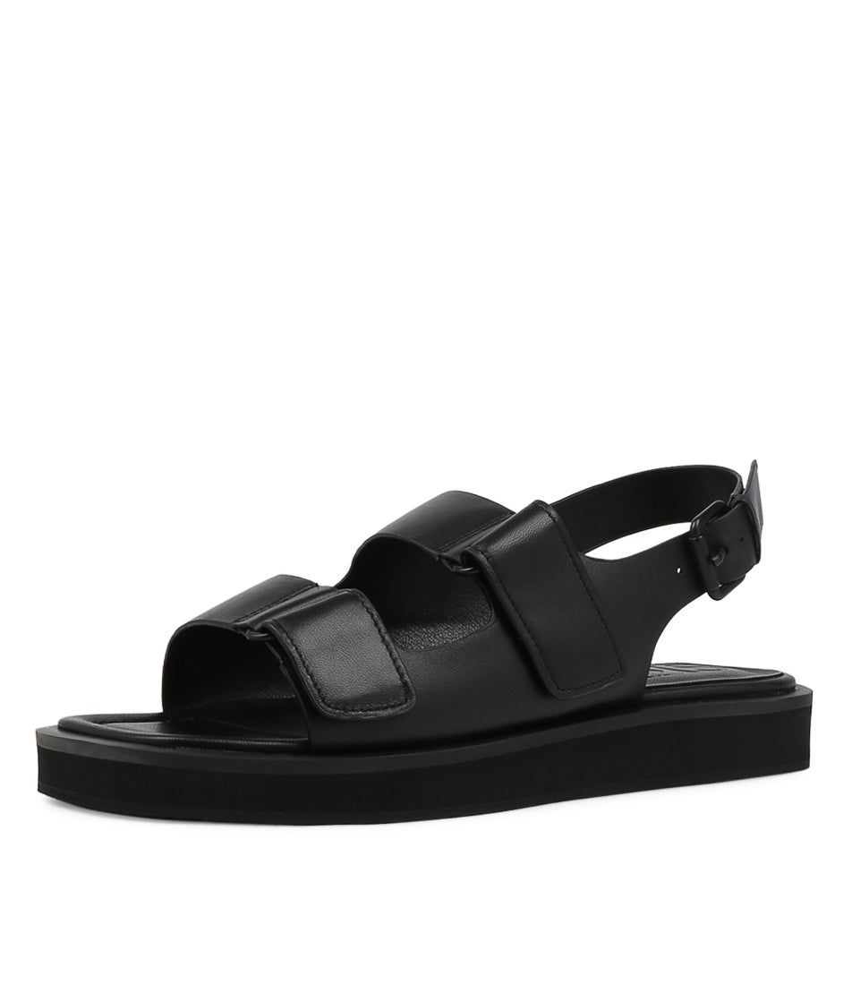 Bora Black Leather Sandals