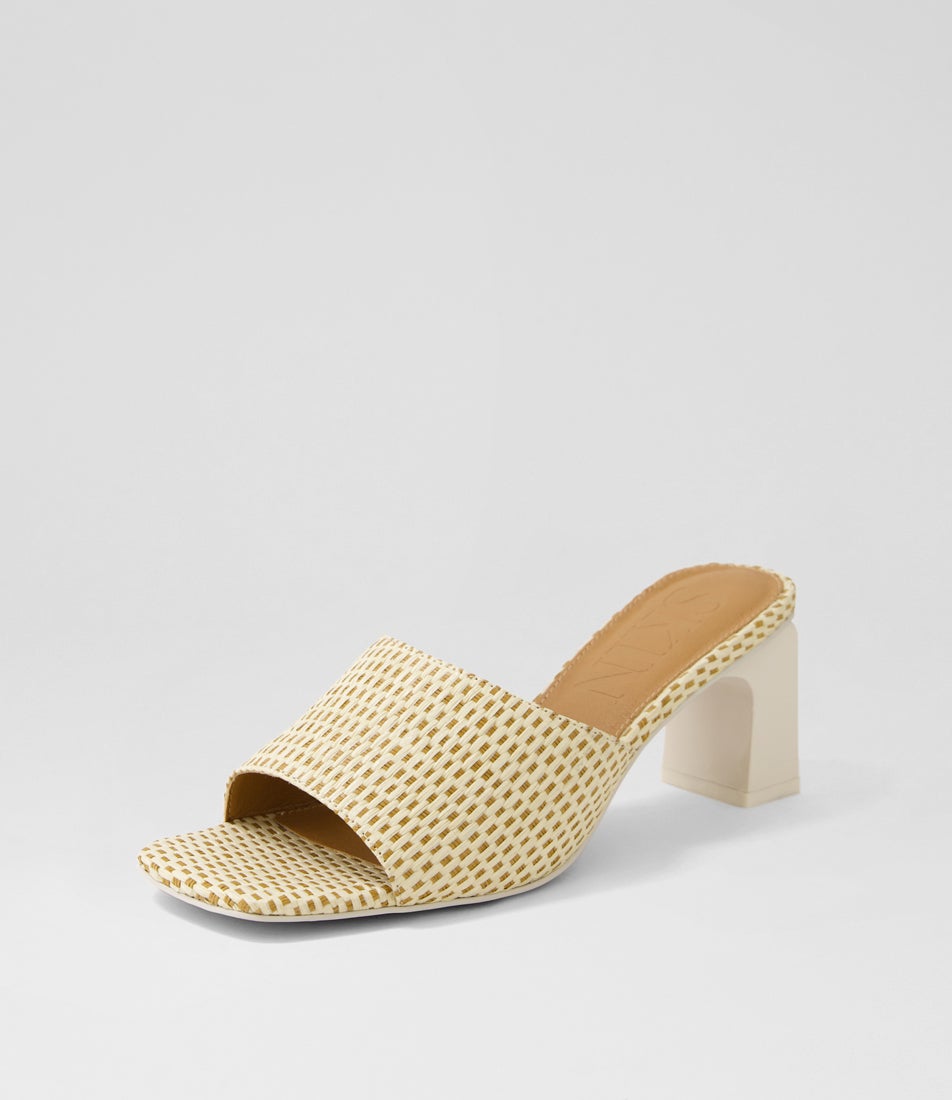 Crete White Camel Weave Mules