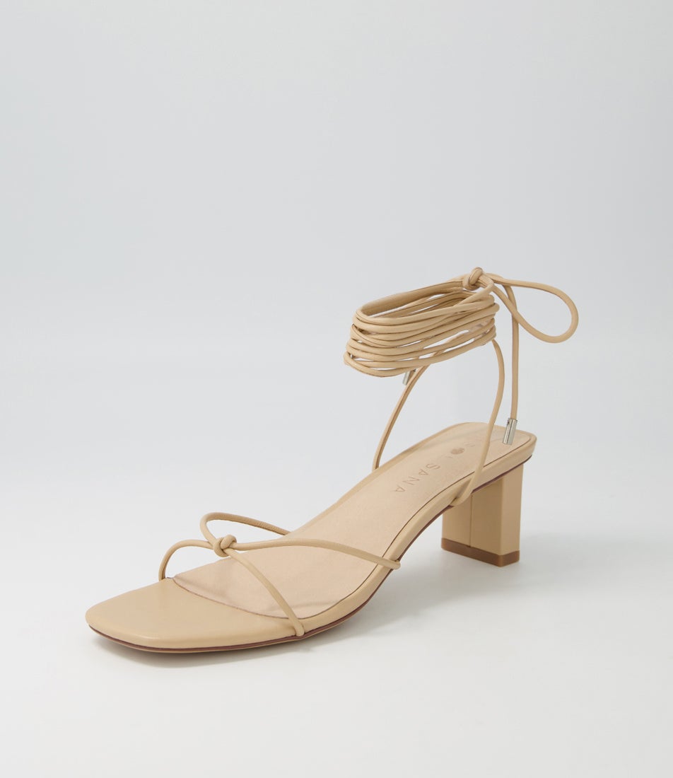 Honey Mid Heel Neutral Leather Sandals
