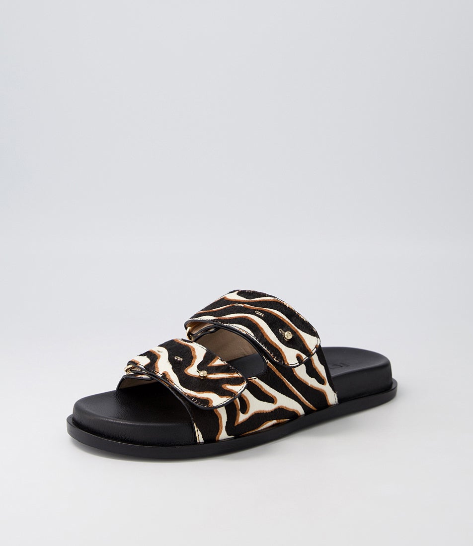 Versus Footbed Zebra Leather Slides