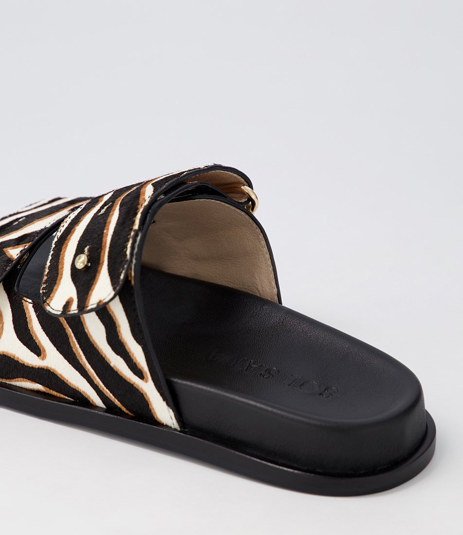 Versus Footbed Zebra Leather Slides
