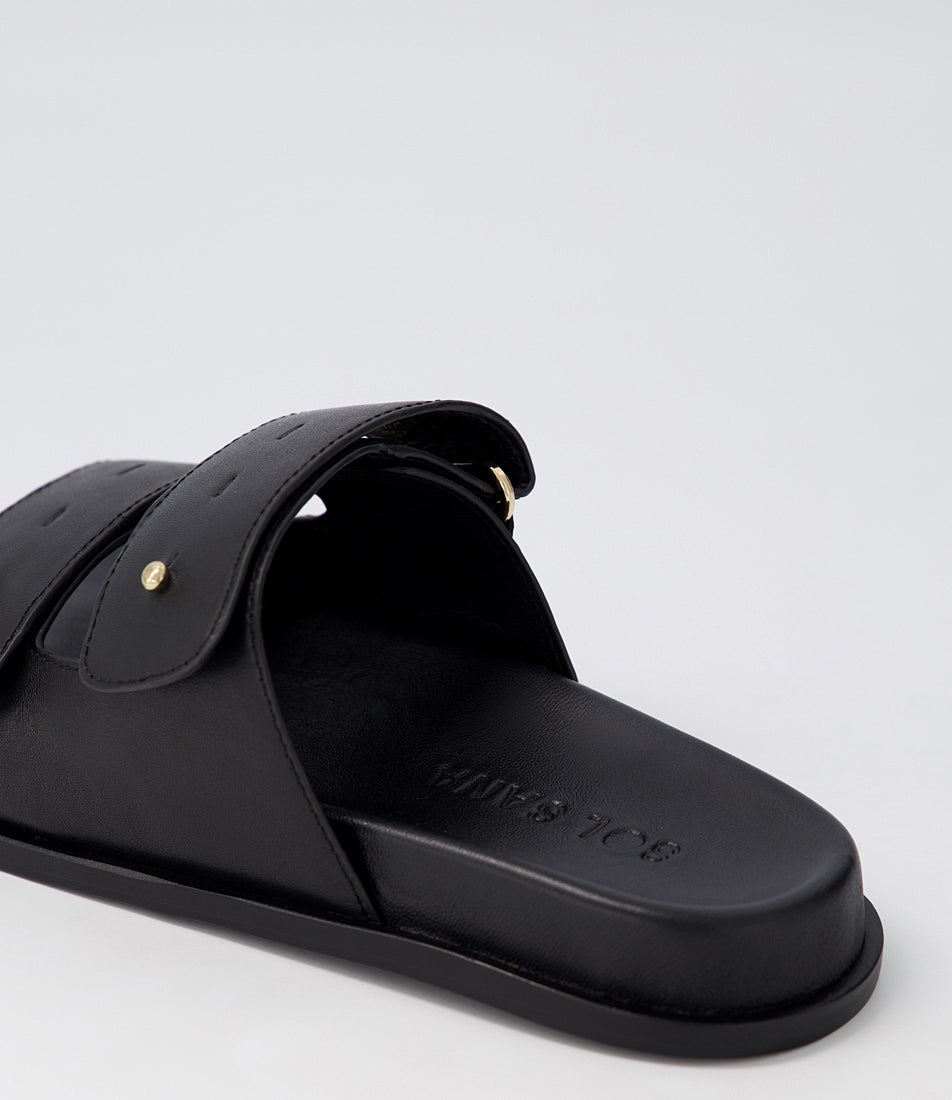 Versus Footbed Black Leather Slides