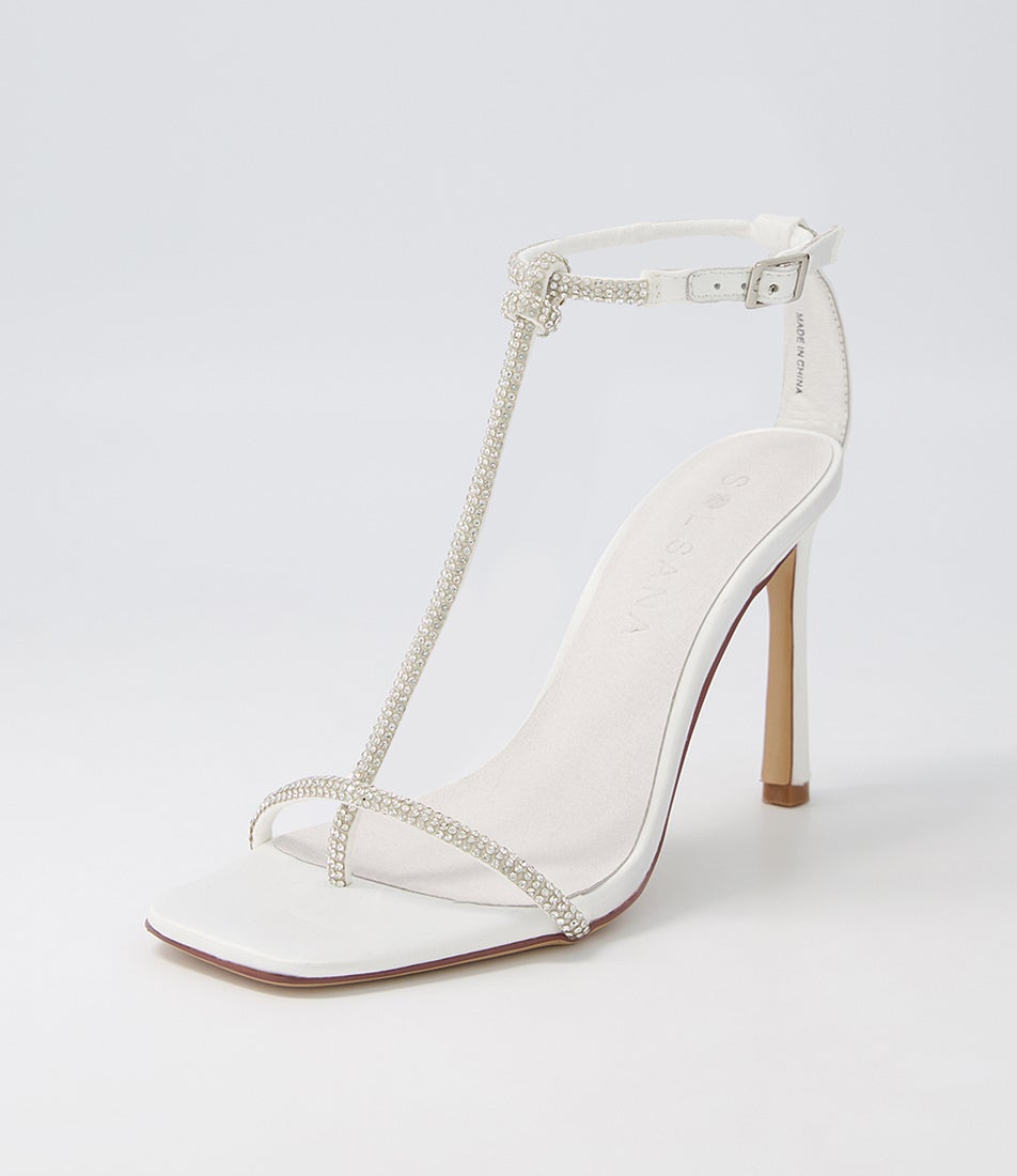 Reina White Satin Sandals
