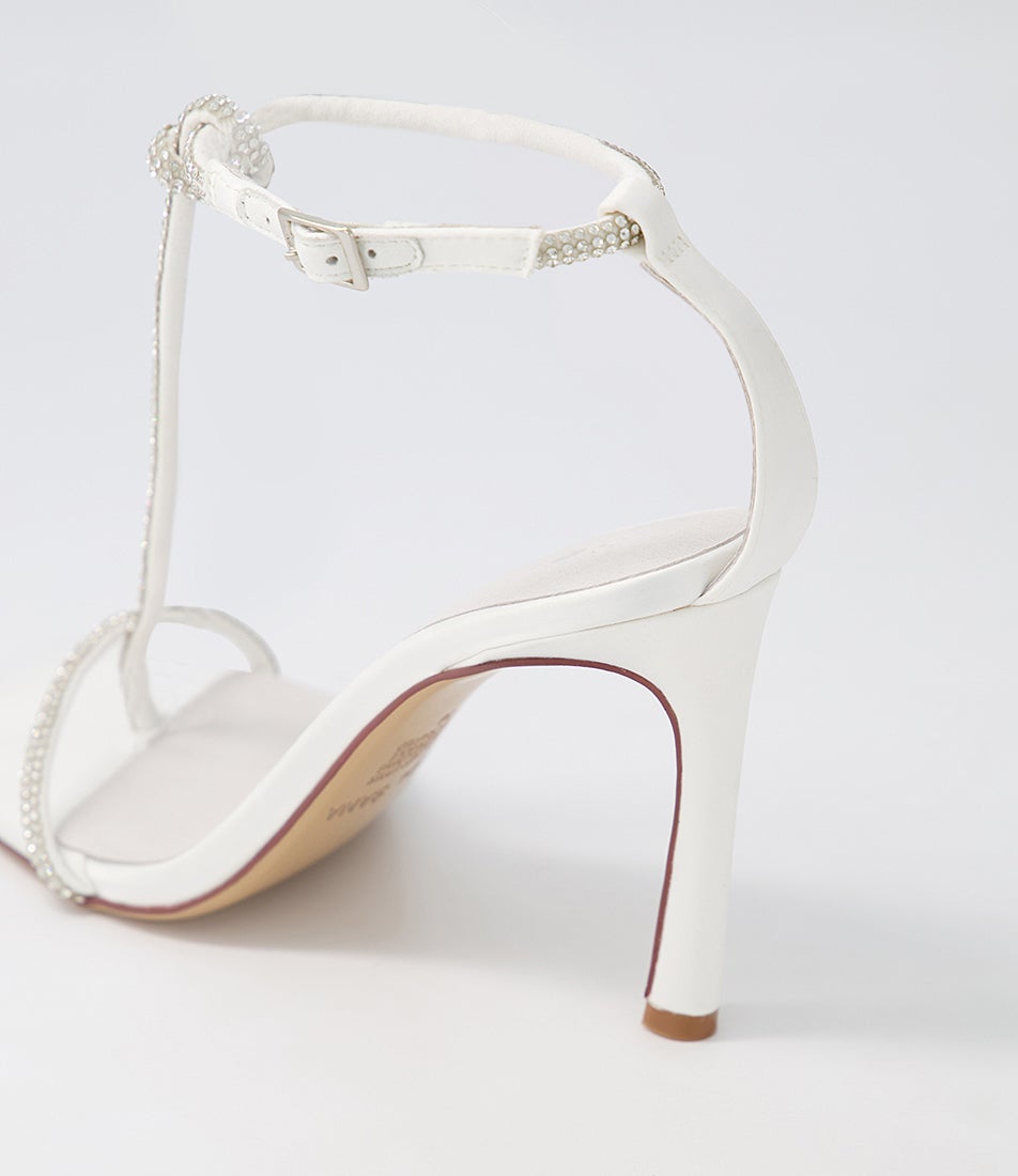Reina White Satin Sandals