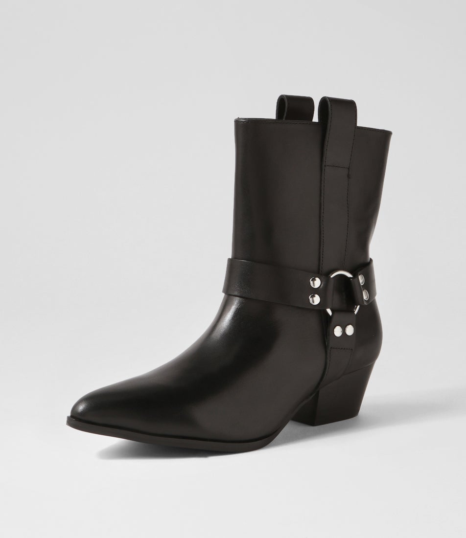 Biker Boot Black Leather Ankle Boots