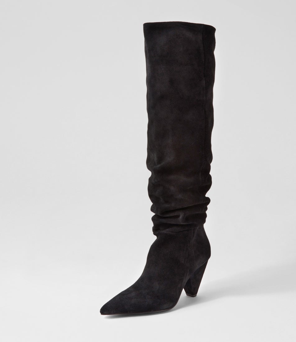 Luna Boot Black Suede Knee High Boots