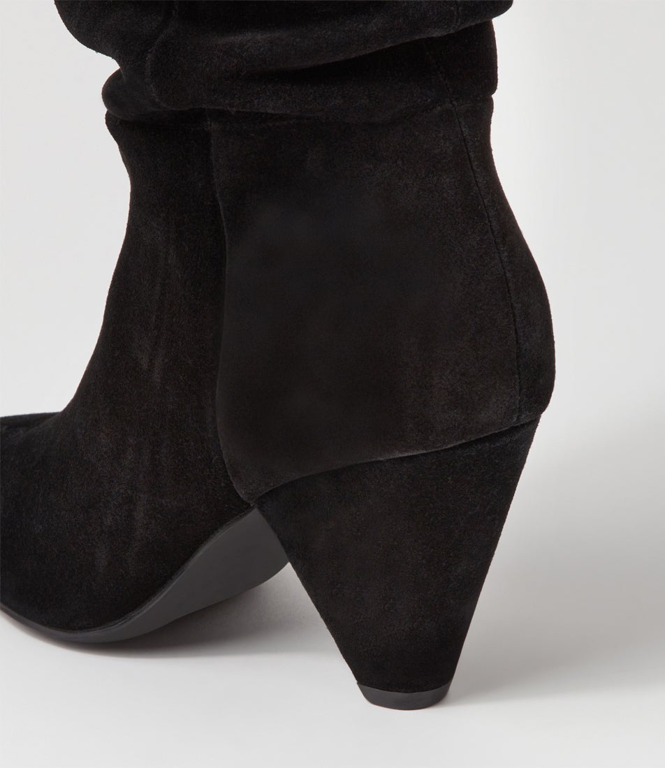 Luna Boot Black Suede Knee High Boots