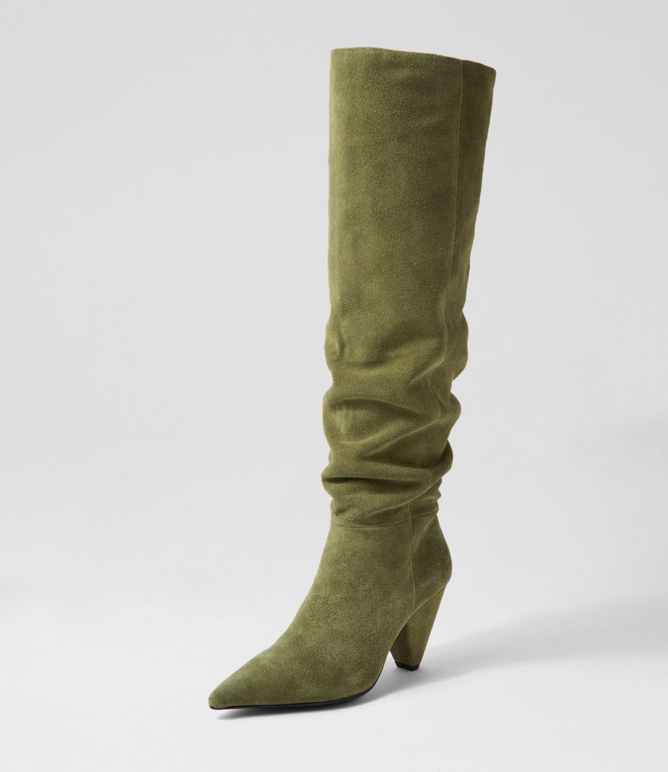 Luna Boot Olive Suede Knee High Boots