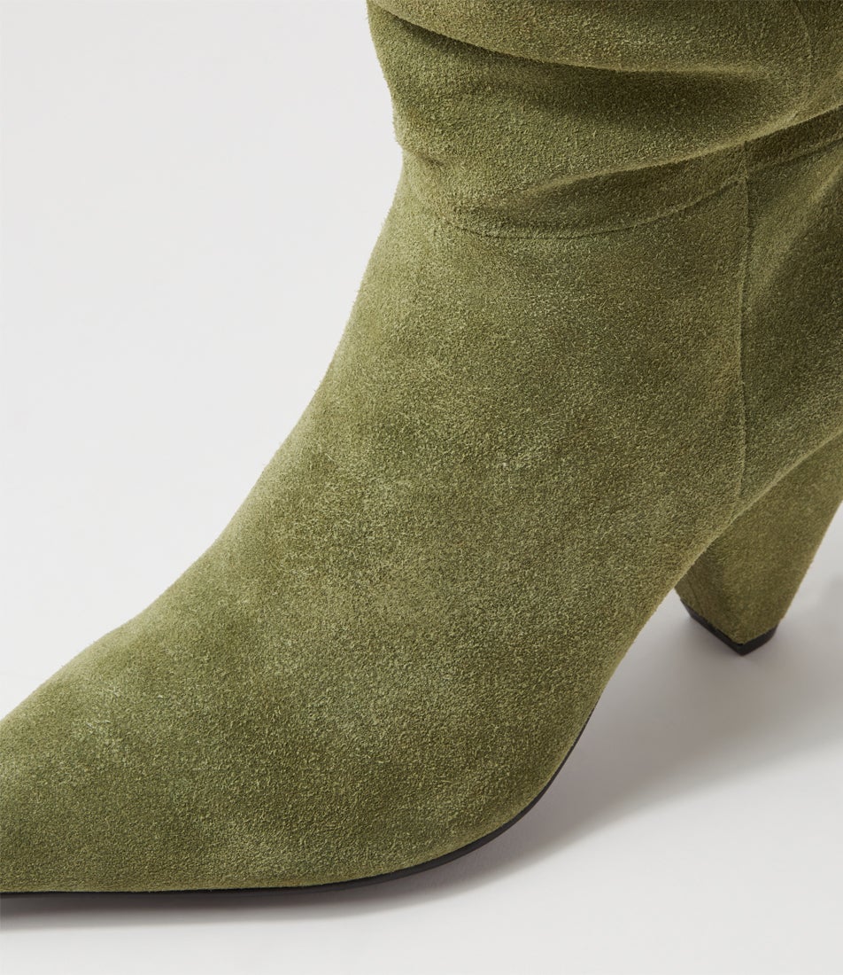Luna Boot Olive Suede Knee High Boots