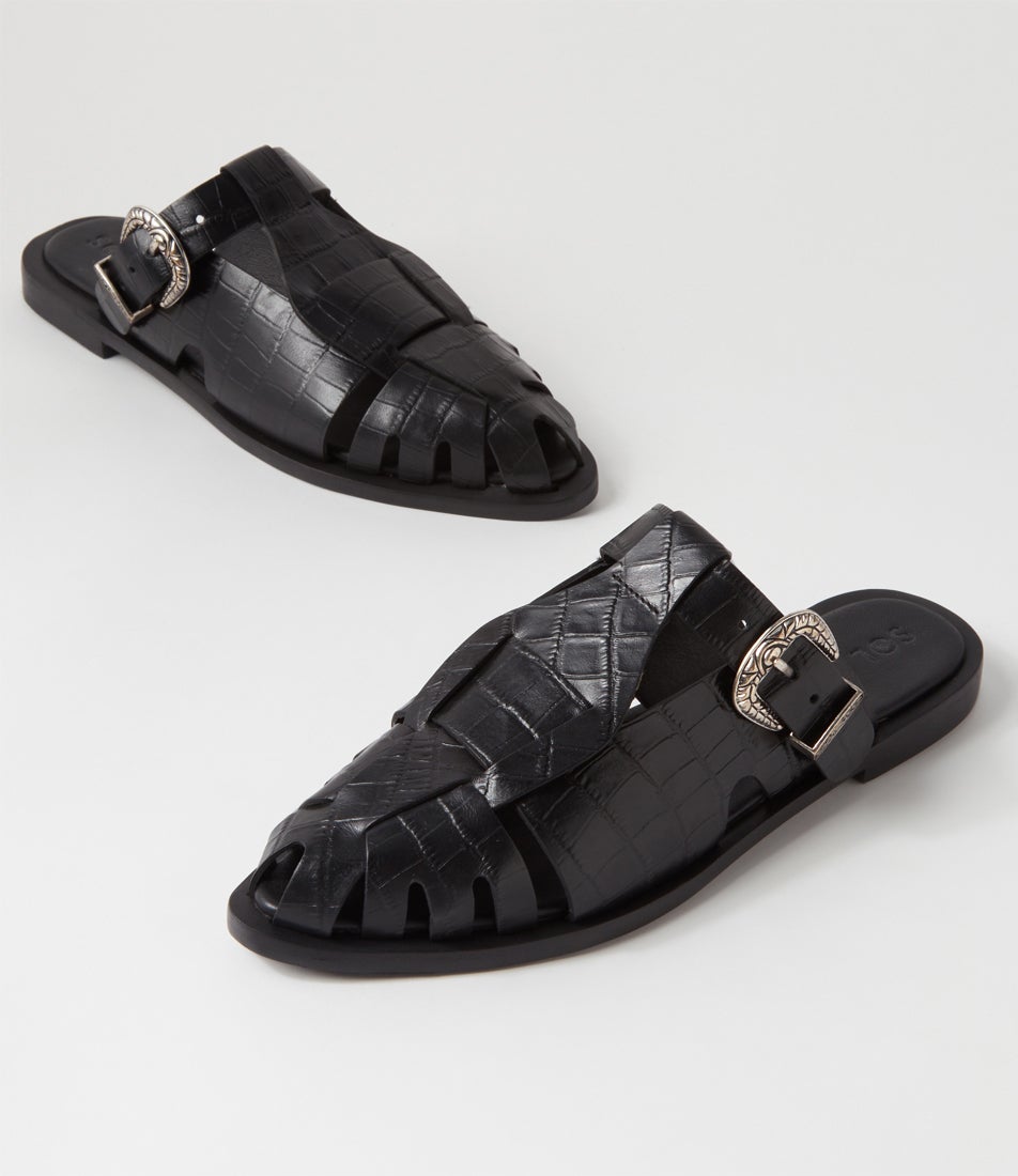 Ned Loafer Black Croc Leather Loafers