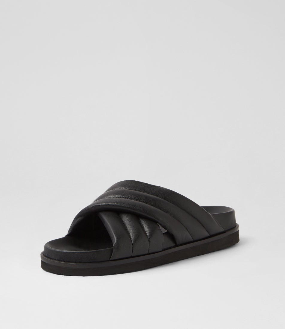 Tucani Black Leather Slides