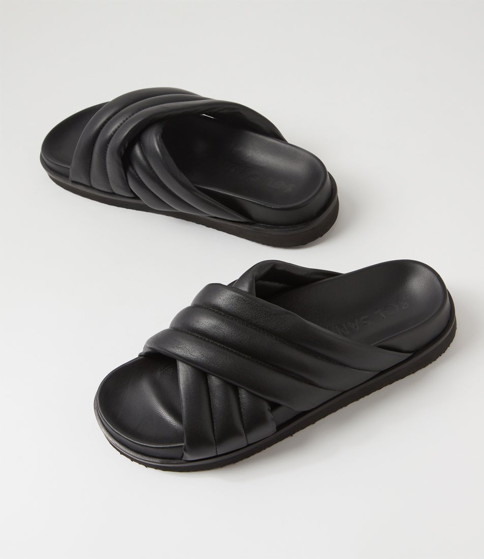 Tucani Black Leather Slides