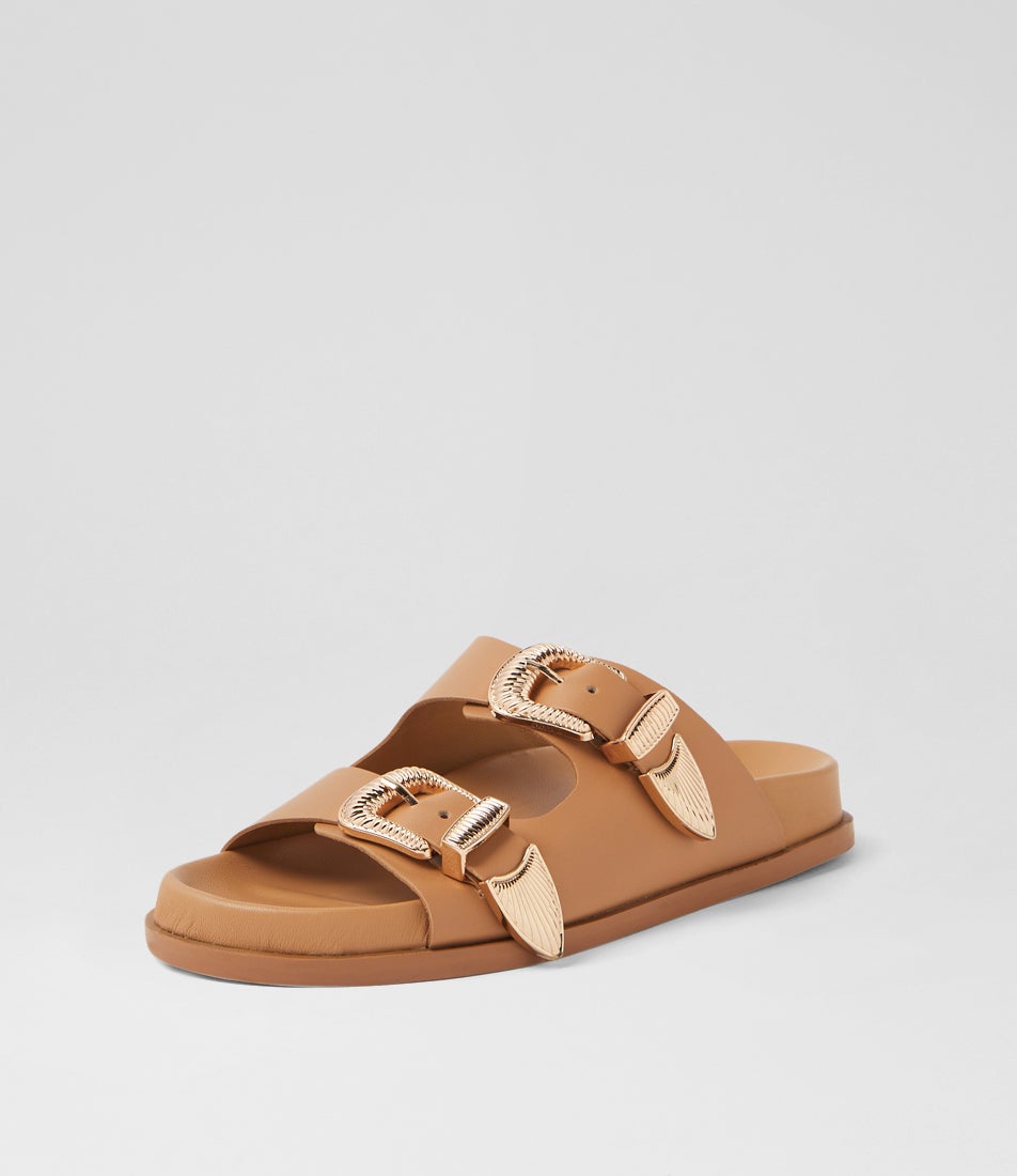 Amalfi Tan Leather Slides