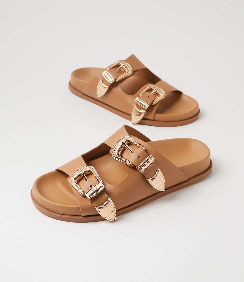 Amalfi Tan Leather Slides