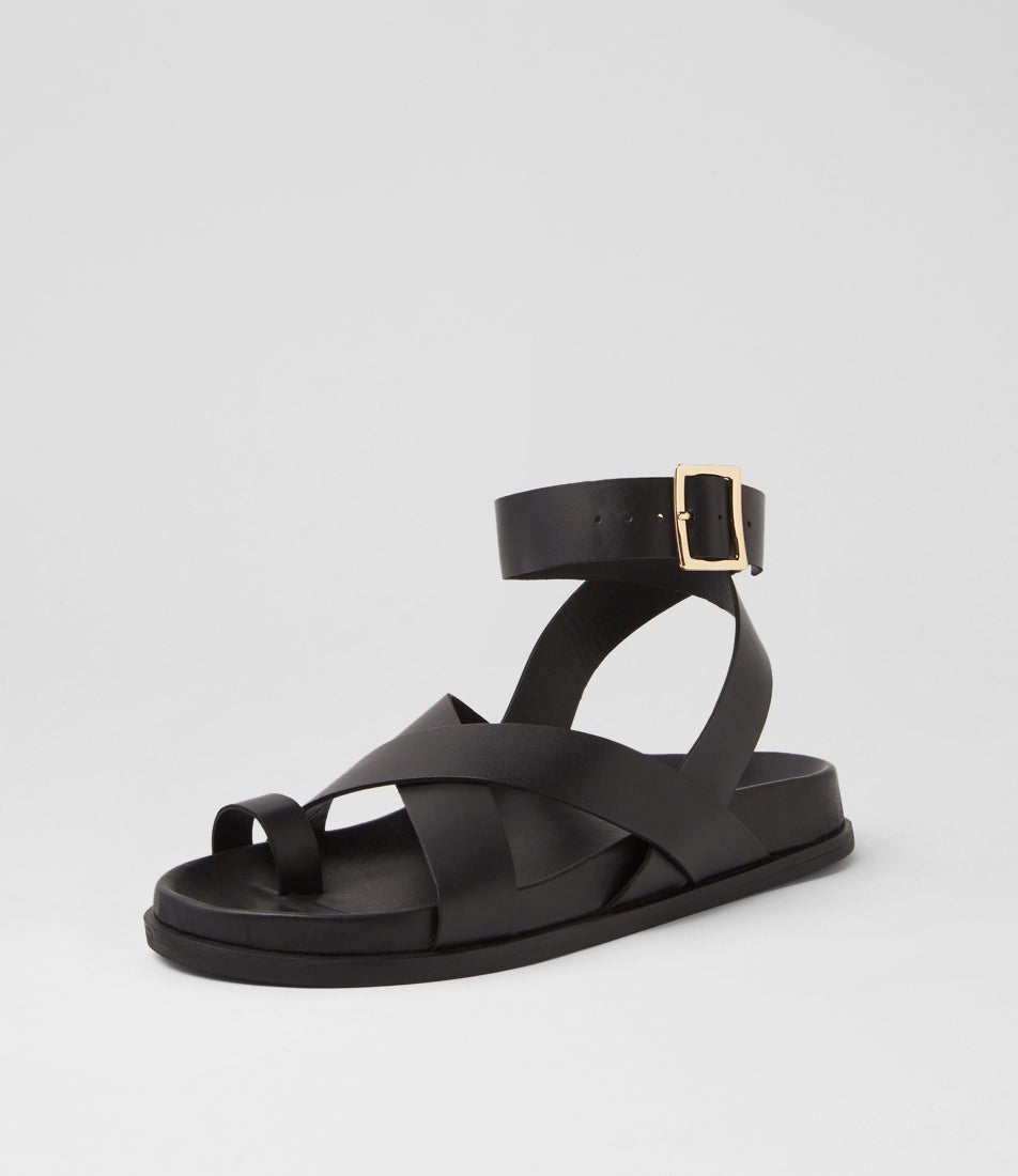 Hitch Black Leather Sandals
