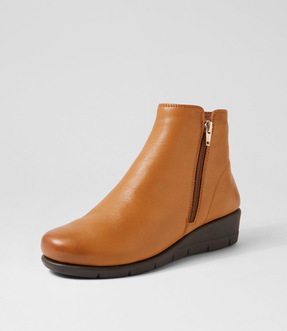 Mysaria New Tan Leather Ankle Boots
