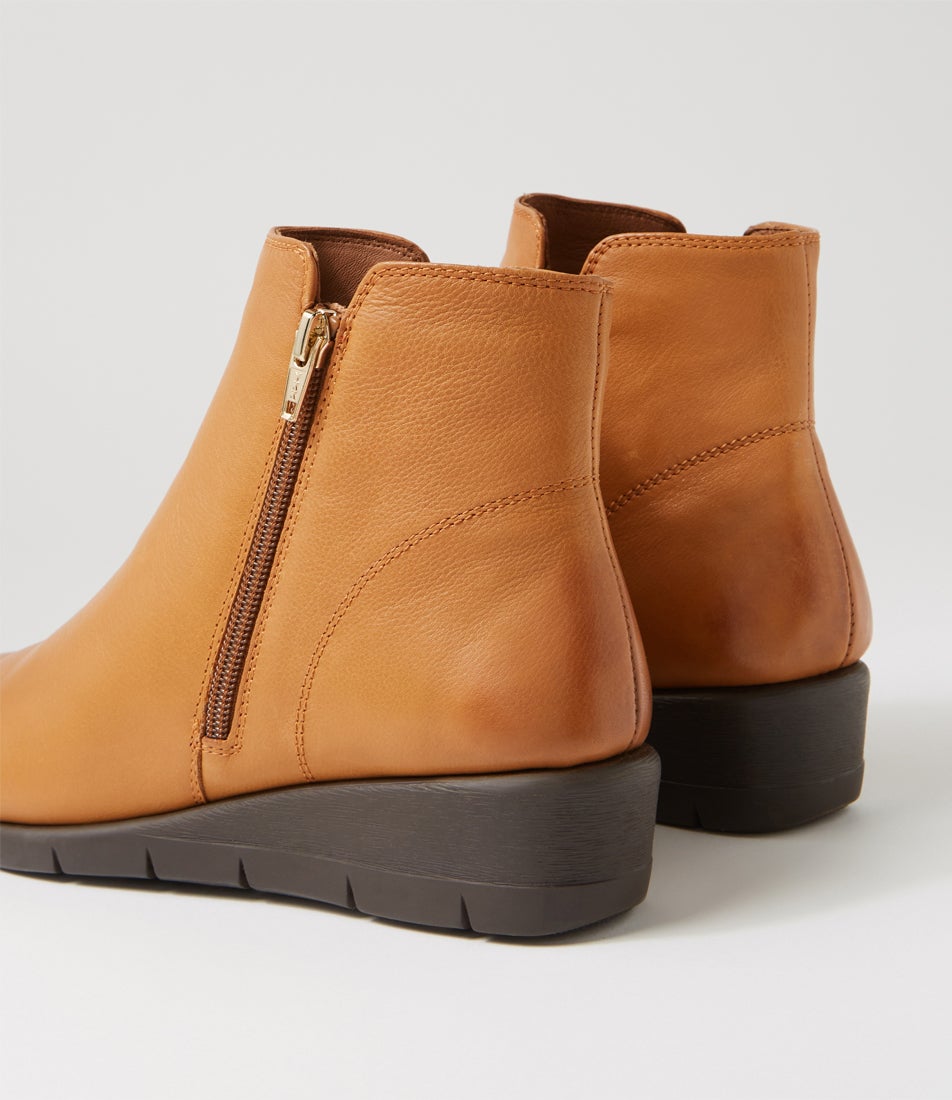 Mysaria New Tan Leather Ankle Boots