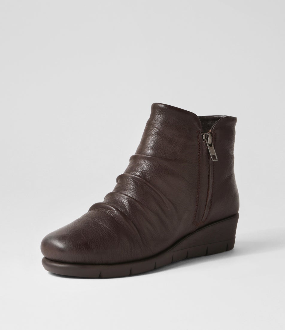 Maxie Dark Brown Leather Ankle Boots