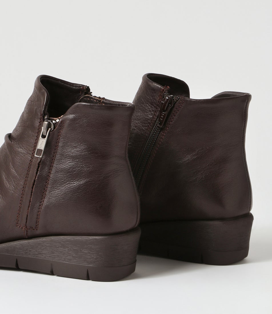 Maxie Dark Brown Leather Ankle Boots