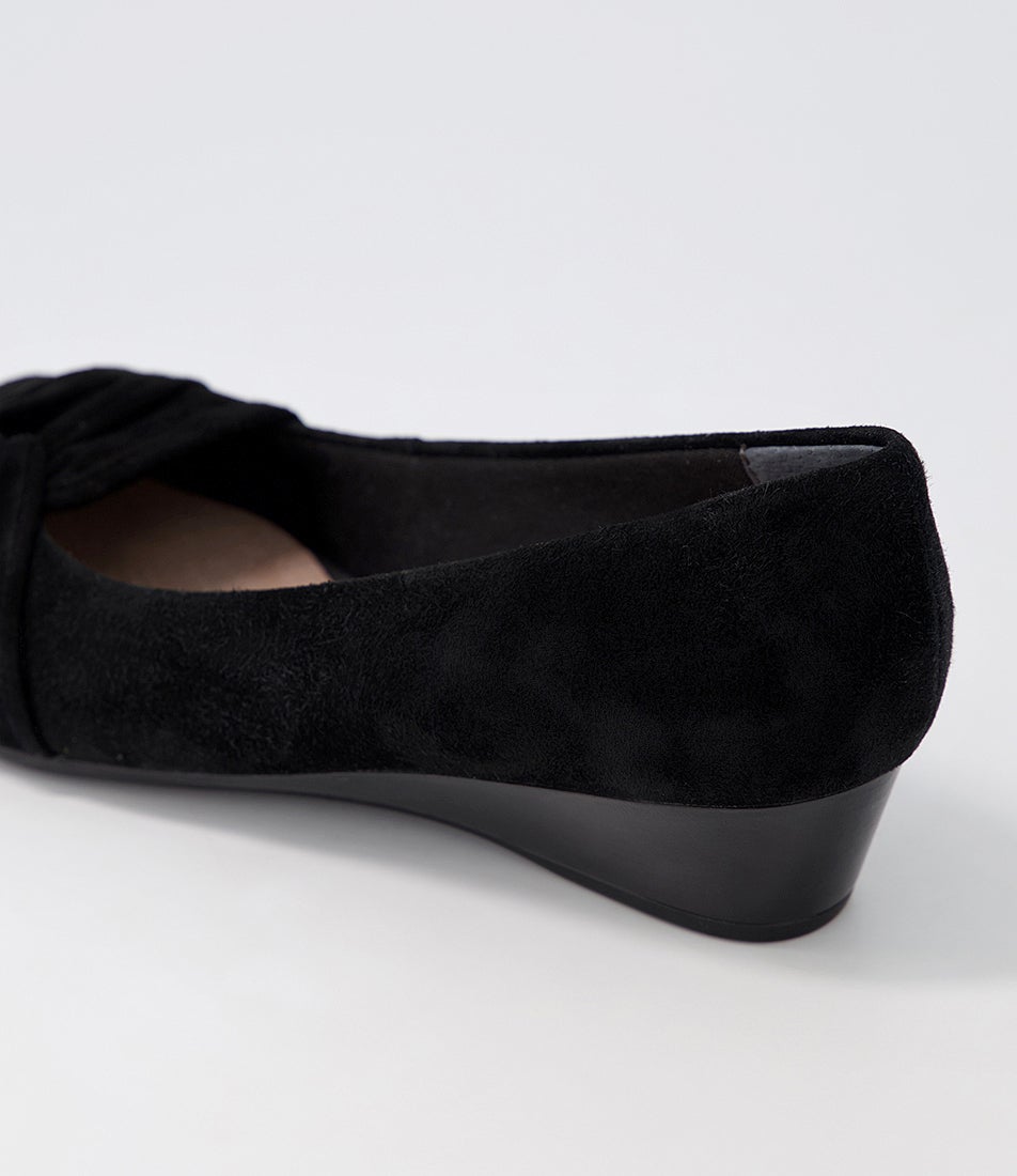 Remento Black Suede Wedges