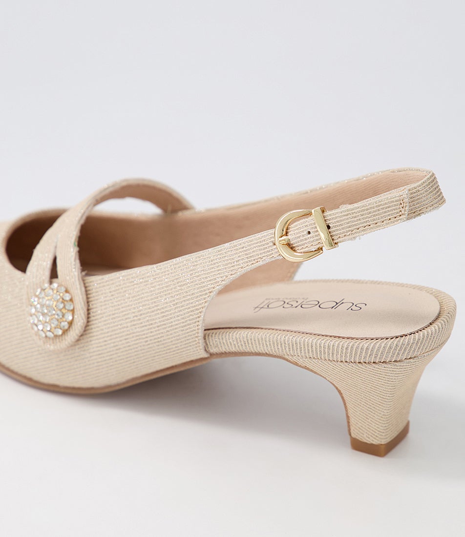 Lisshle2 Platinum Sparkle Fabric Heels