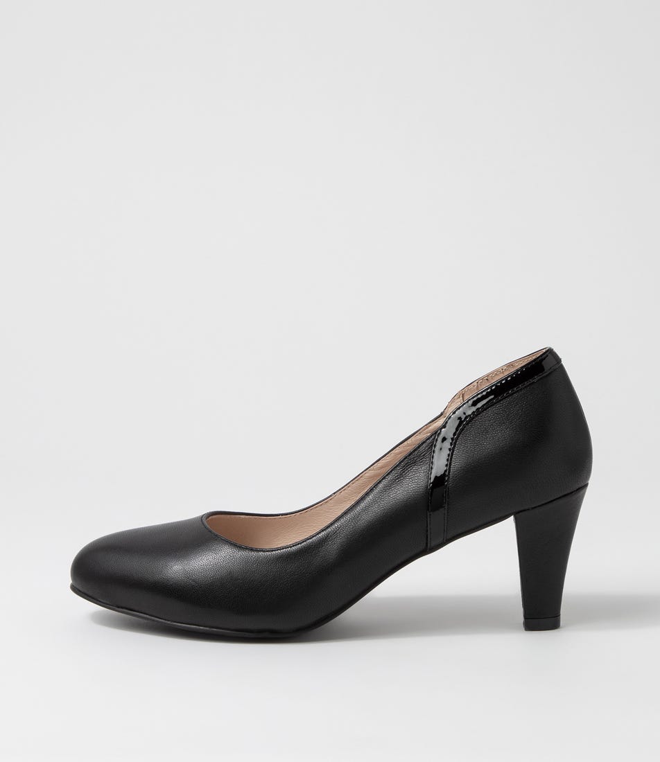 Black leather heels sales