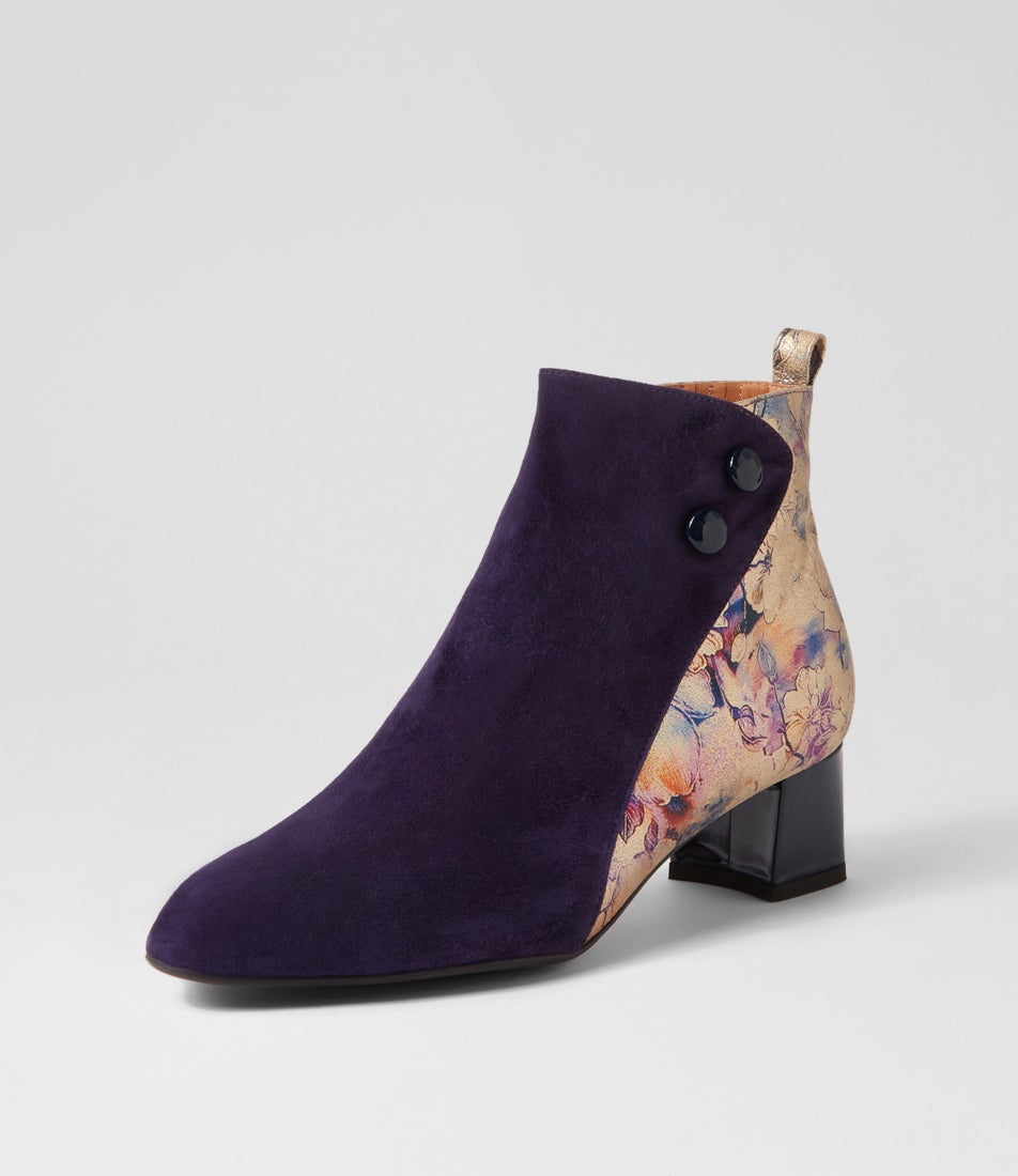 Marrinas Dark Purple Old Gold Multi Ankle Boots