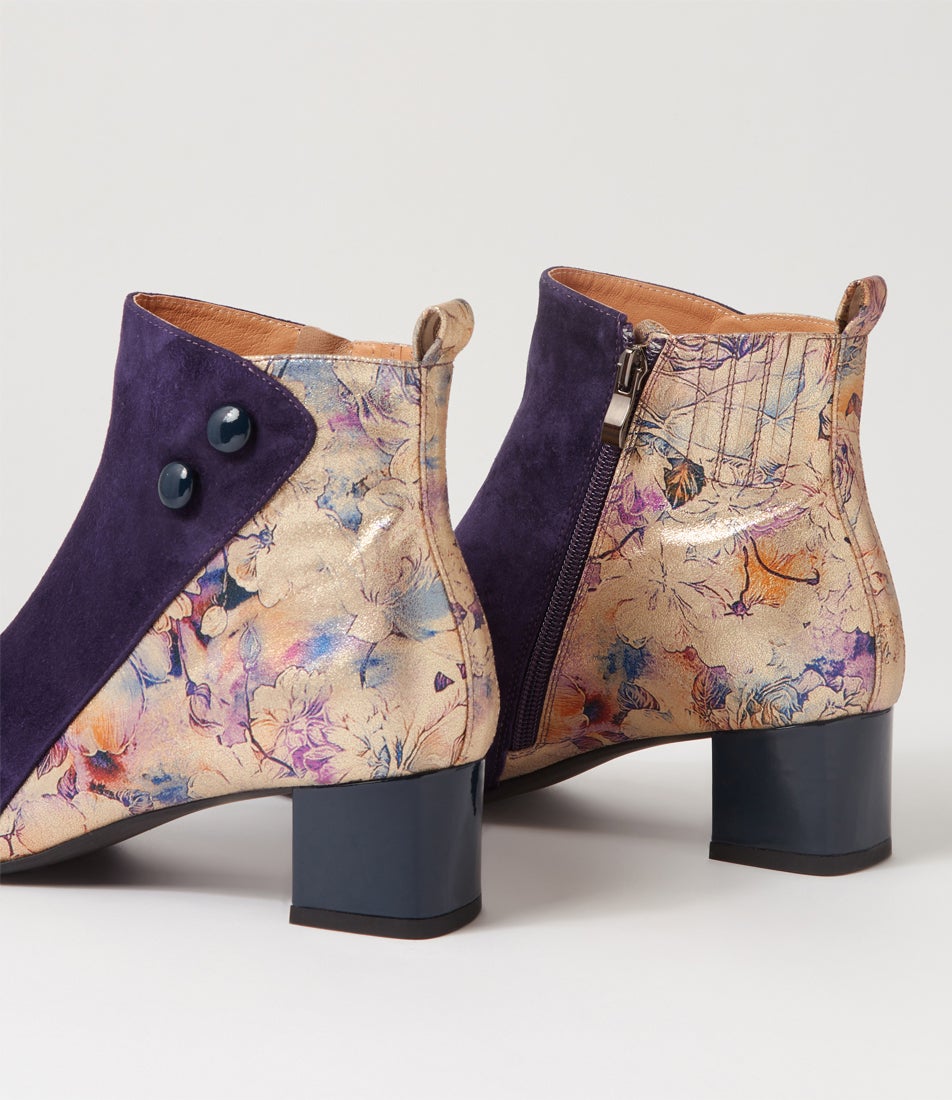 Marrinas Dark Purple Old Gold Multi Ankle Boots