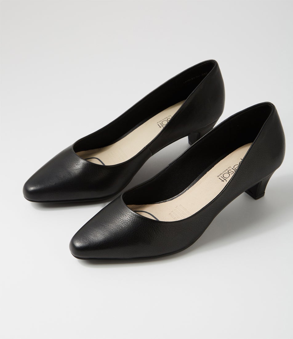Lateley Black Leather Heels