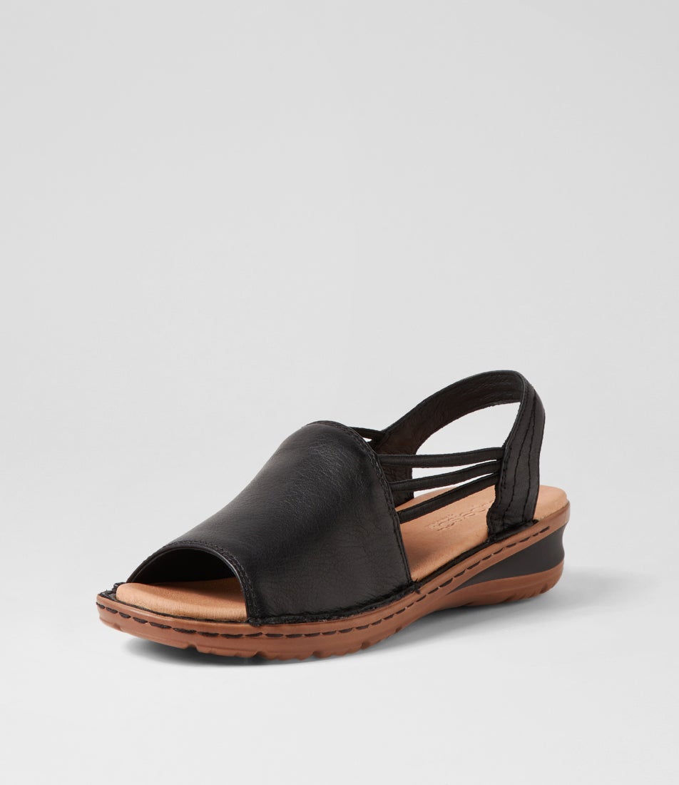 Barrina Black Gum Leather Sandals